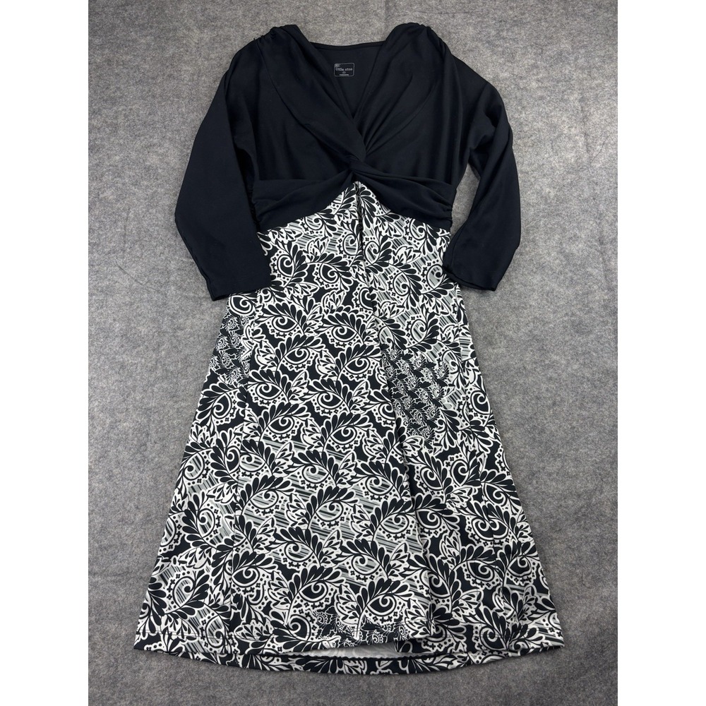 Title Nine Amelia Dress, Black 3/4 Sleeve Twist Front Paisley Athletic Womens XS